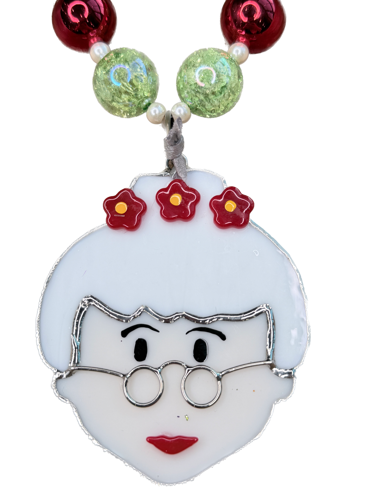 Stained Glass Mrs.Claus Beaded Necklace - ERR ORIGINAL