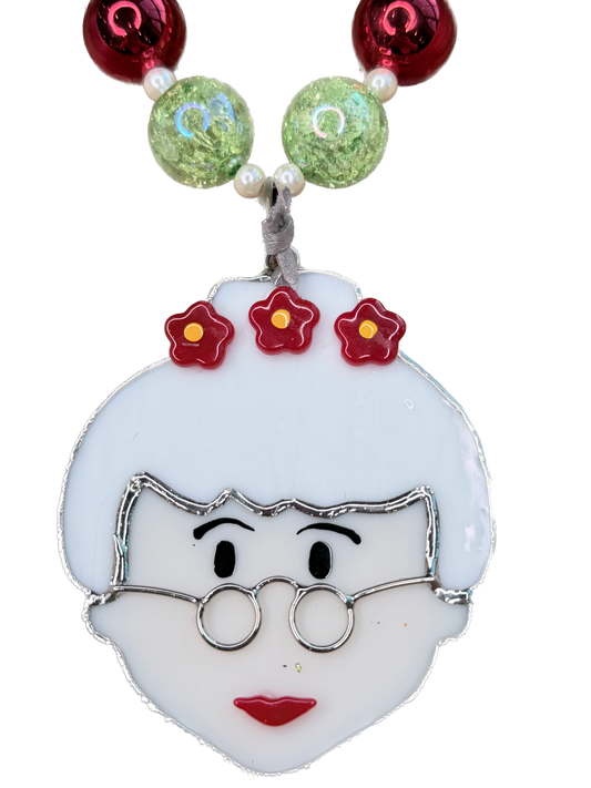 Stained Glass Mrs.Claus Beaded Necklace - ERR ORIGINAL