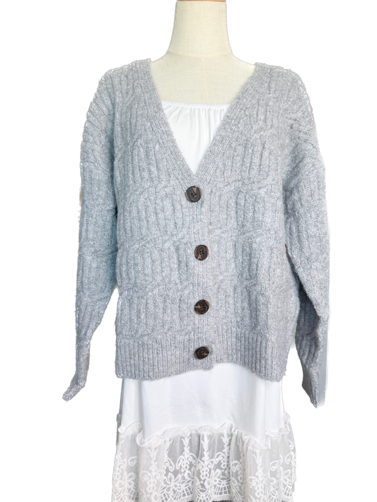 Cable Knit Cardigan (Grey) *Final Sale*