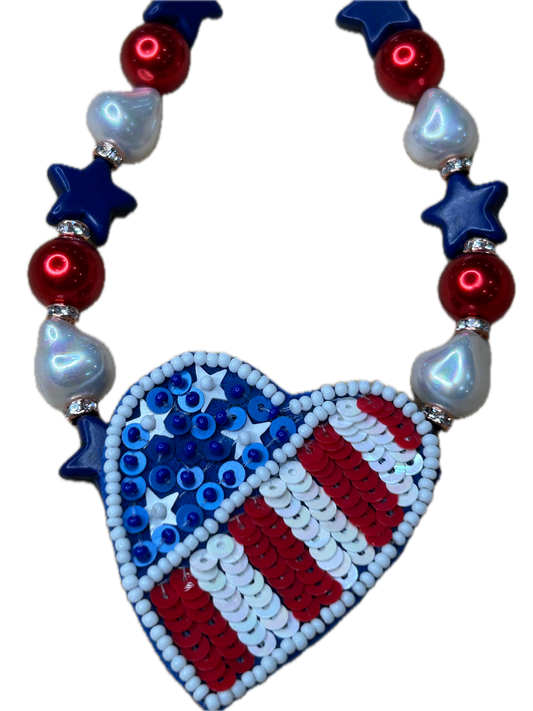 Beatrice Heart of America Necklace (Eclectic Ruby Red Original)