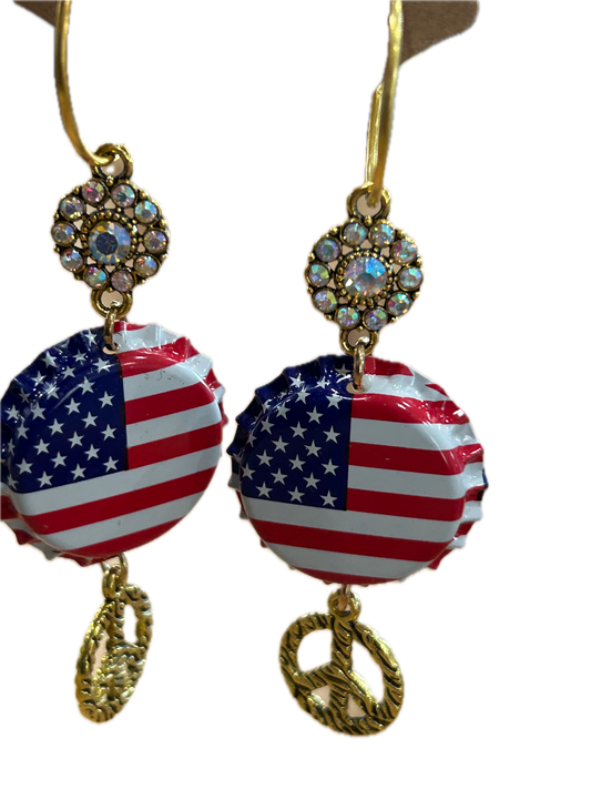 Sandra Ling Designs- Bottle Cap Flag Earrings