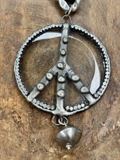 Art By Amy- Soldered Rhinestone Peace Pendant
