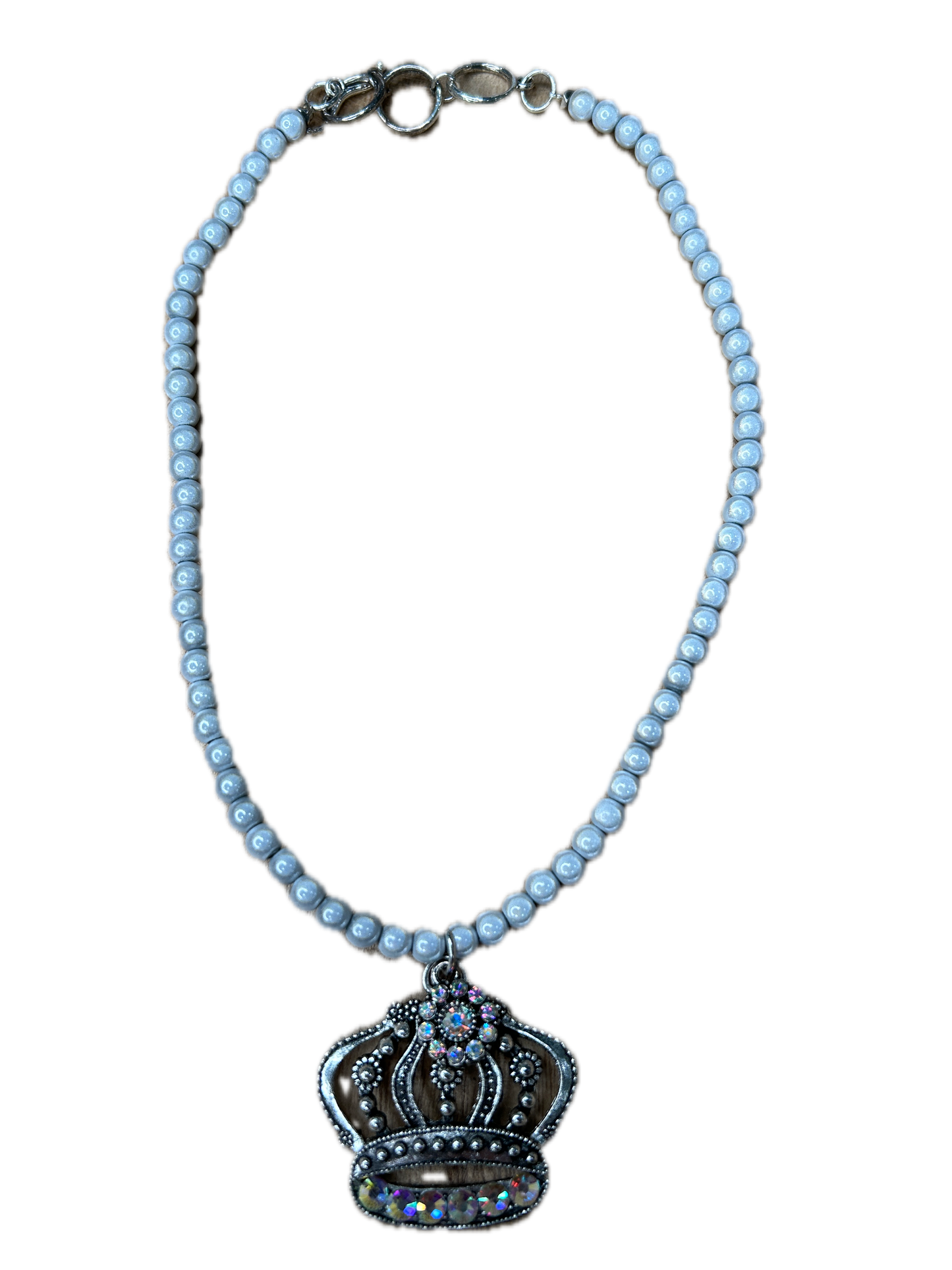 Sandra Ling Designs- Silver Rhinestone Crown Necklace