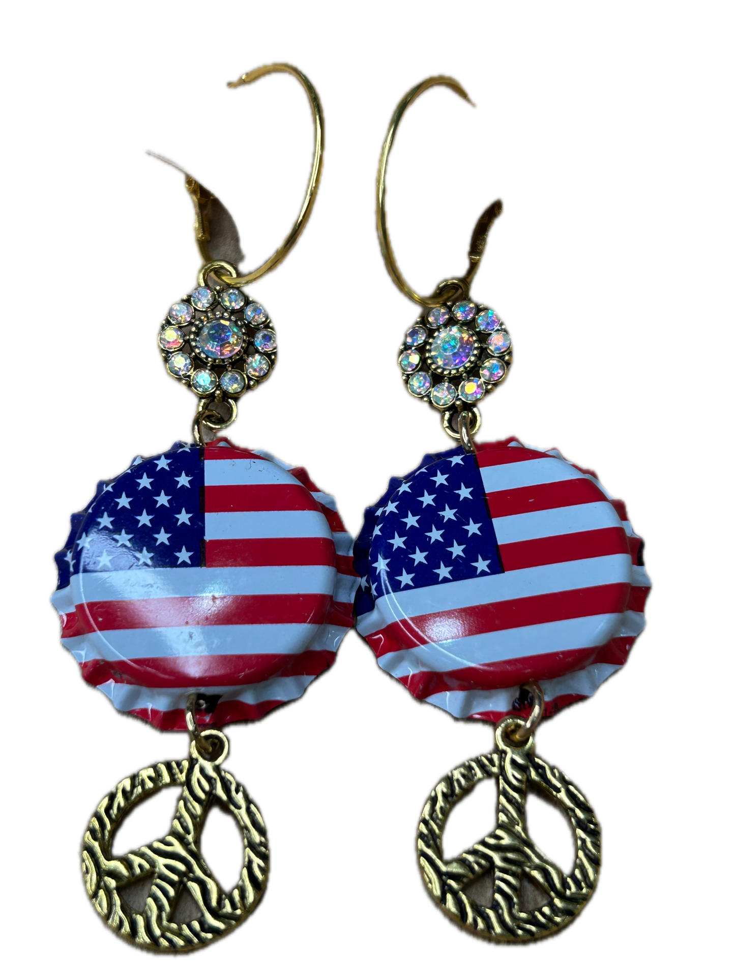 Sandra Ling Designs- Bottle Cap Flag Earrings