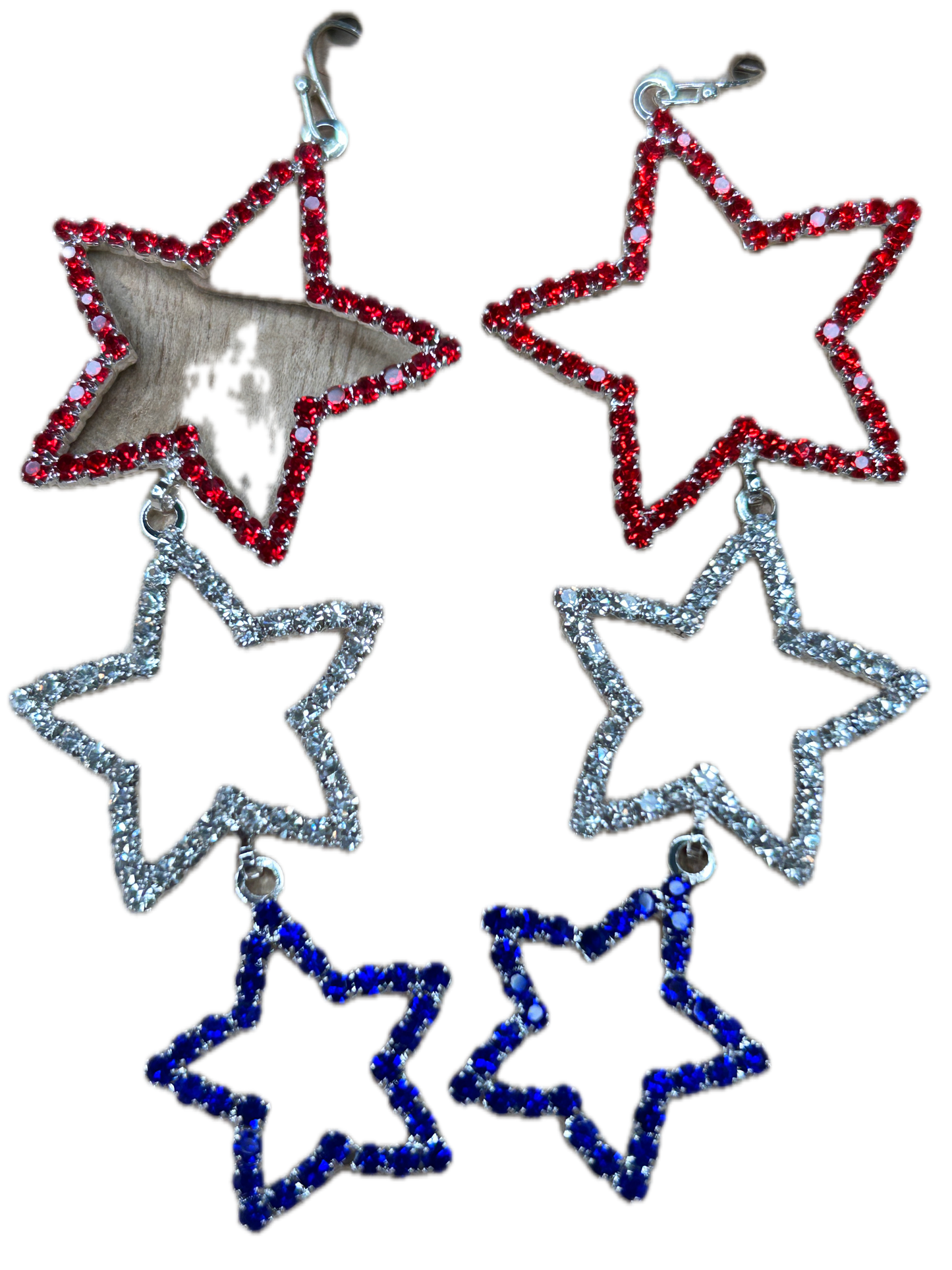 Fourth of July Rhinestone Stars Earrings