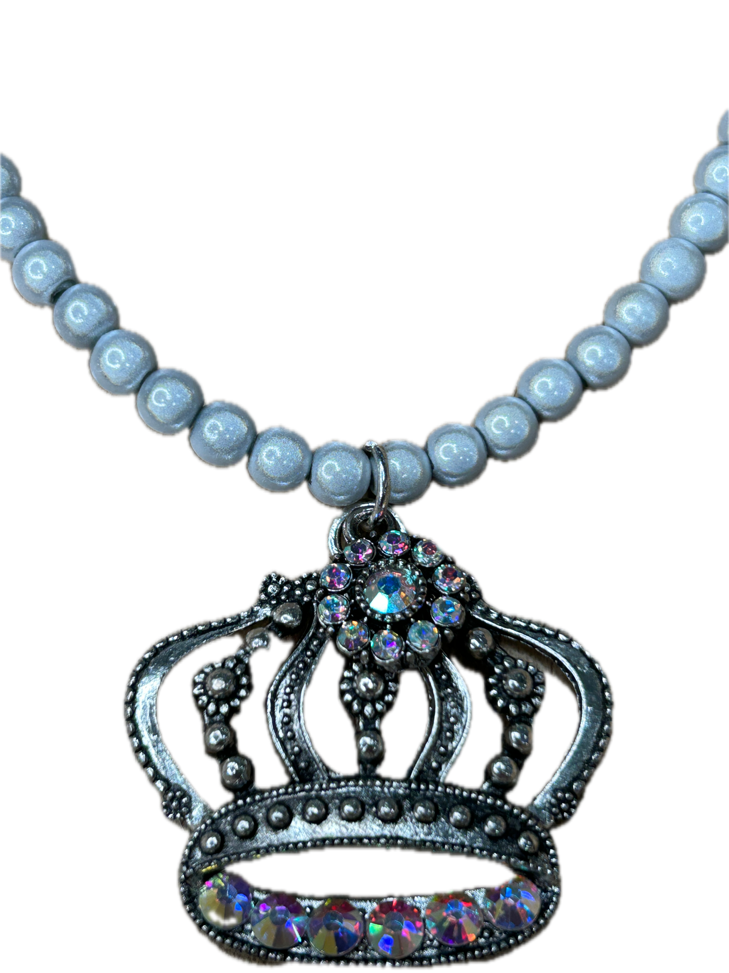 Sandra Ling Designs- Silver Rhinestone Crown Necklace