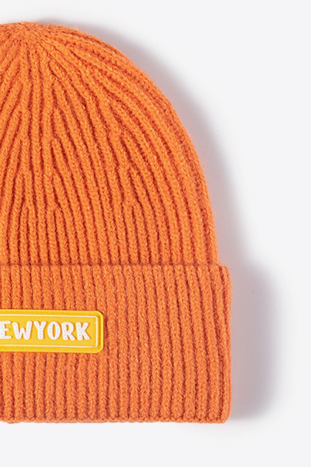 LOT #206 - NEWYORK Patch Rib-Knit Cuffed Beanie