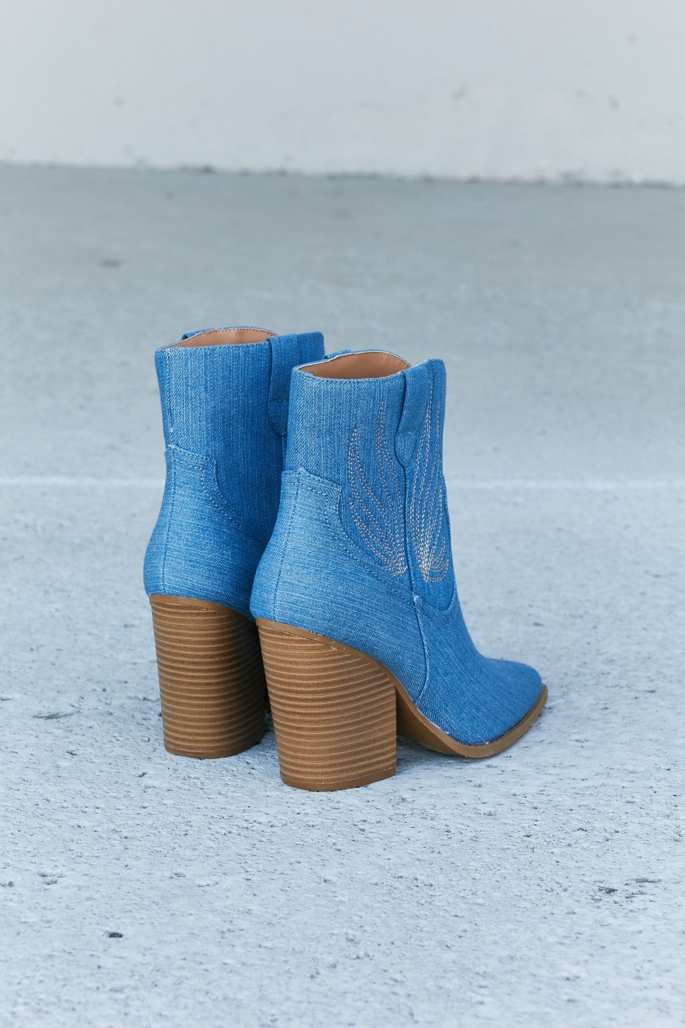 Qupid Lasso My Heart Cowboy Booties in Light Blue
