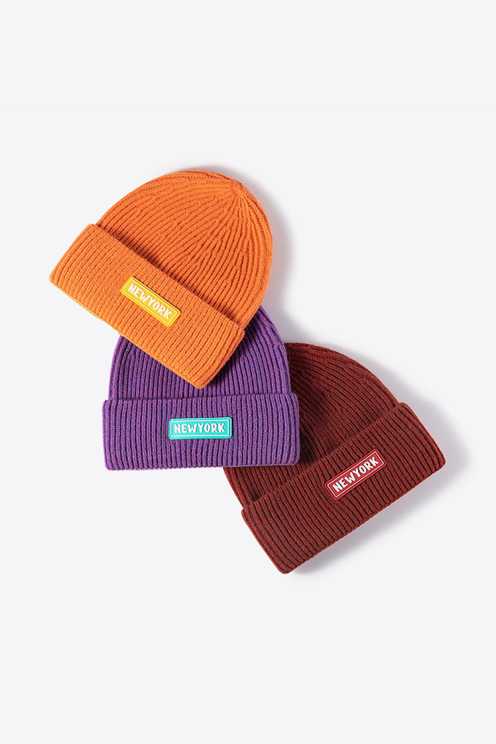 LOT #206 - NEWYORK Patch Rib-Knit Cuffed Beanie