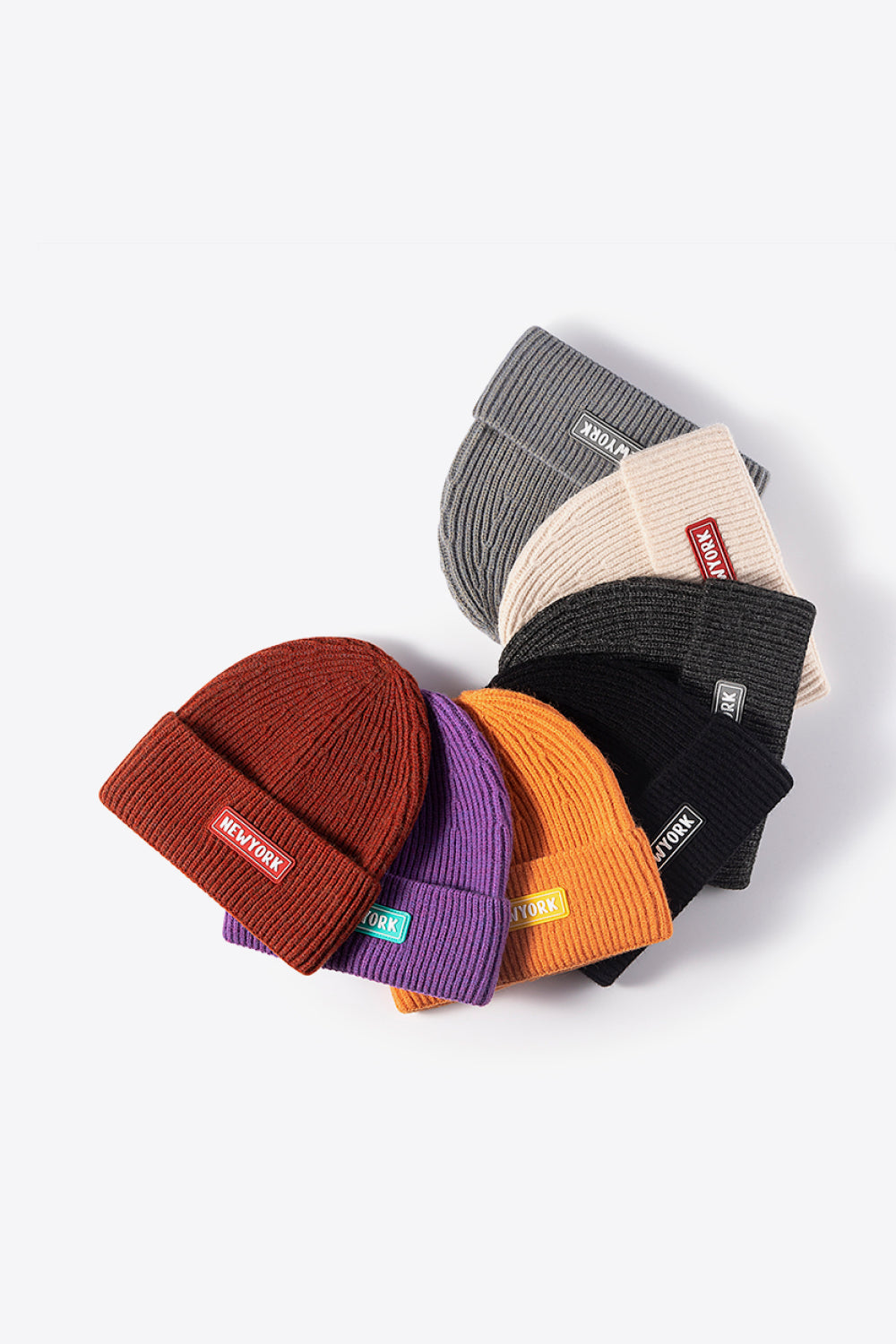 LOT #206 - NEWYORK Patch Rib-Knit Cuffed Beanie