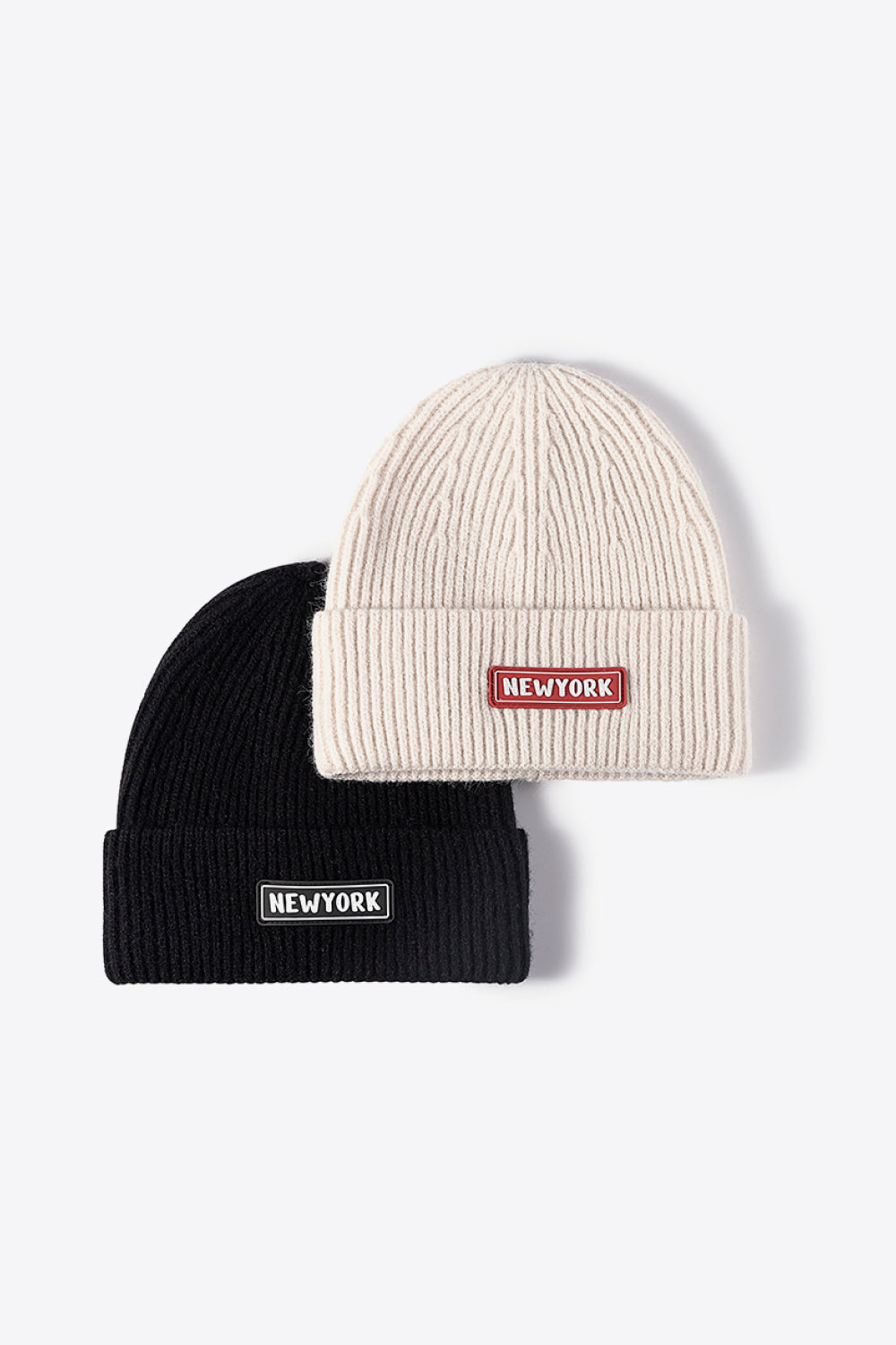 LOT #206 - NEWYORK Patch Rib-Knit Cuffed Beanie