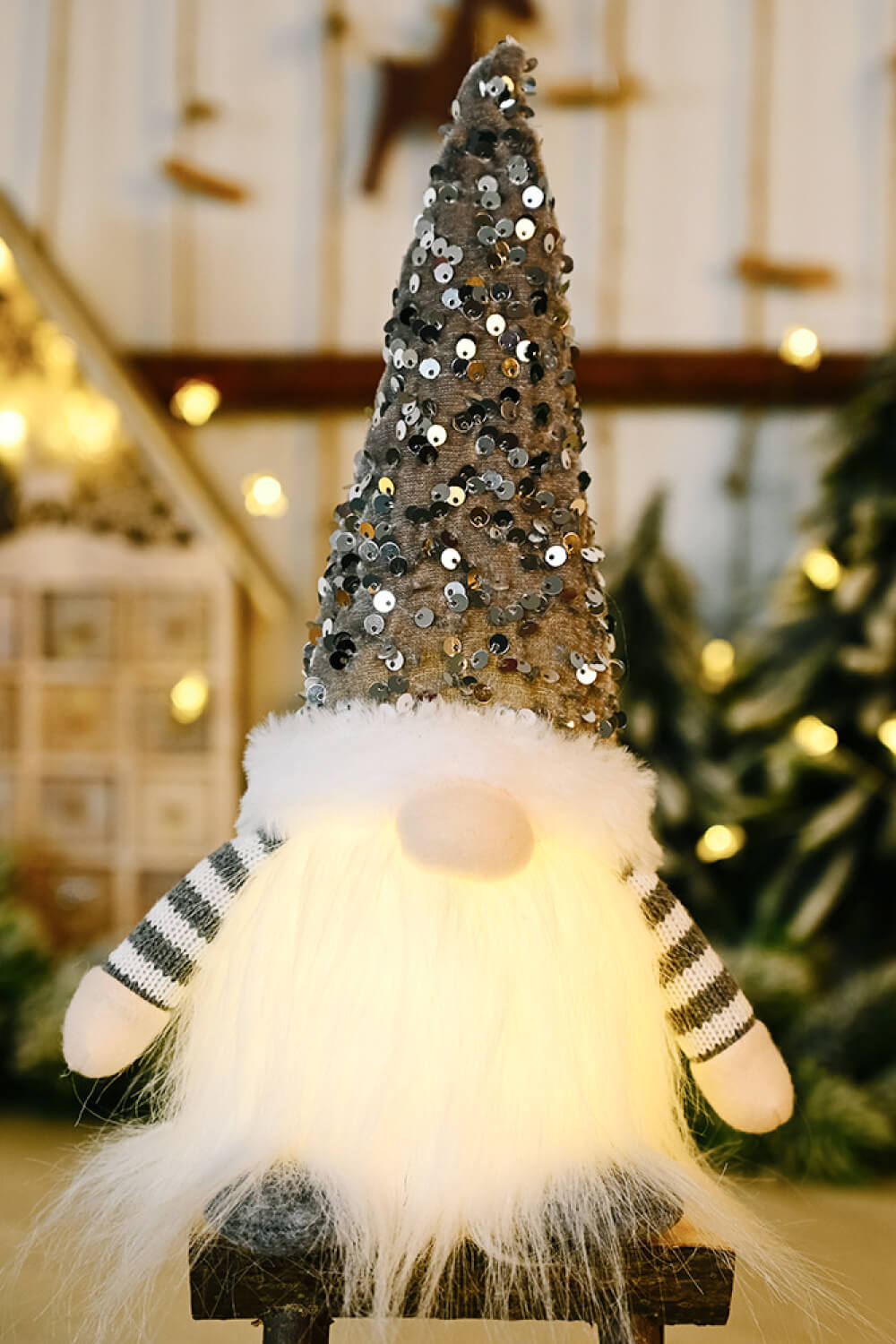 3-Pack Sequined Light-Up Christmas Gnomes