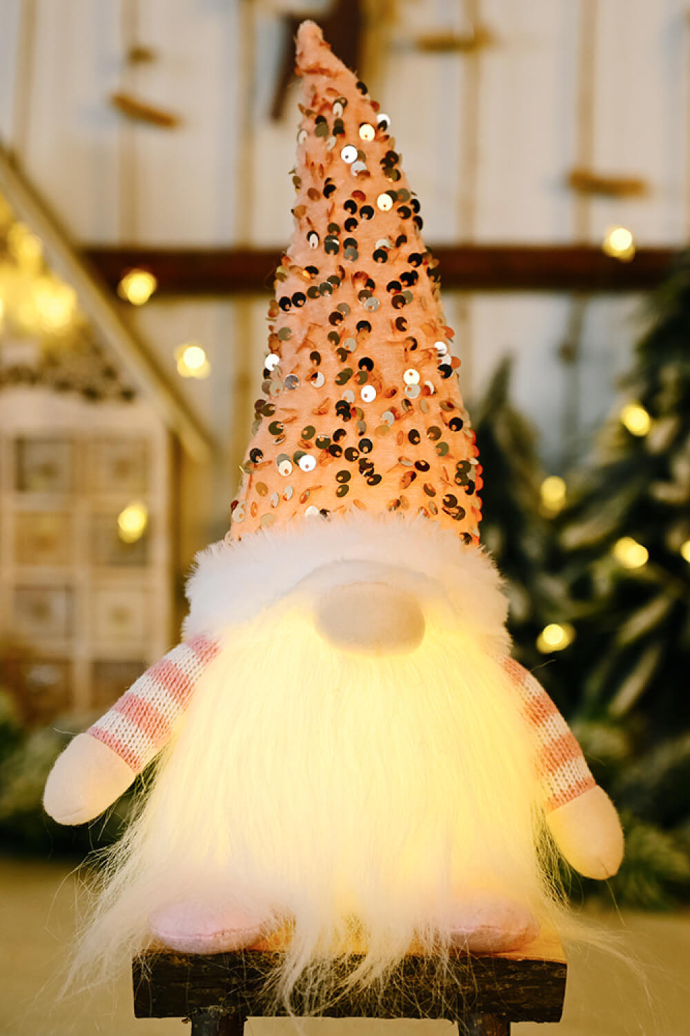 3-Pack Sequined Light-Up Christmas Gnomes