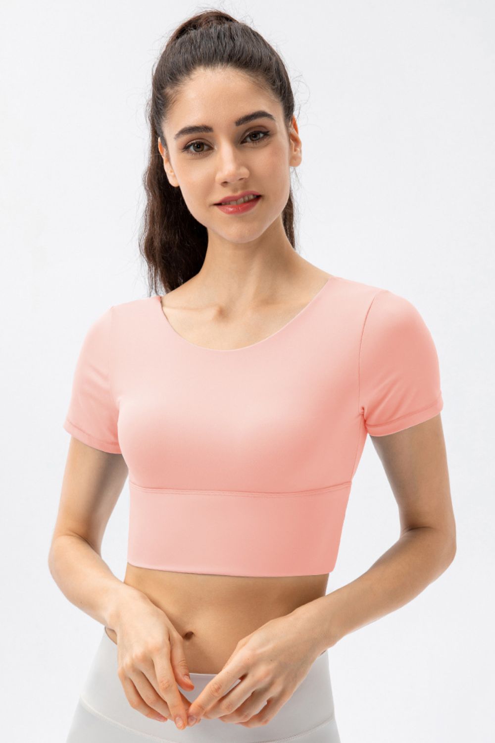 Cutout Twisted Cropped Active T-Shirt
