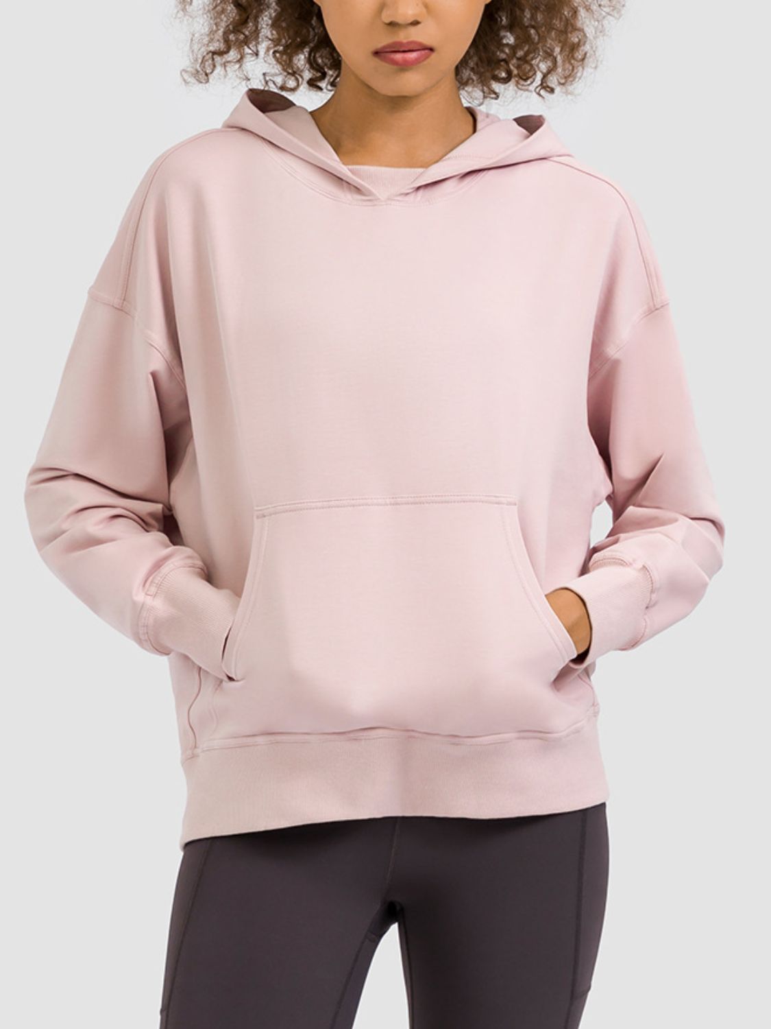 Drop Shoulder Hoodie with Kangaroo Pocket