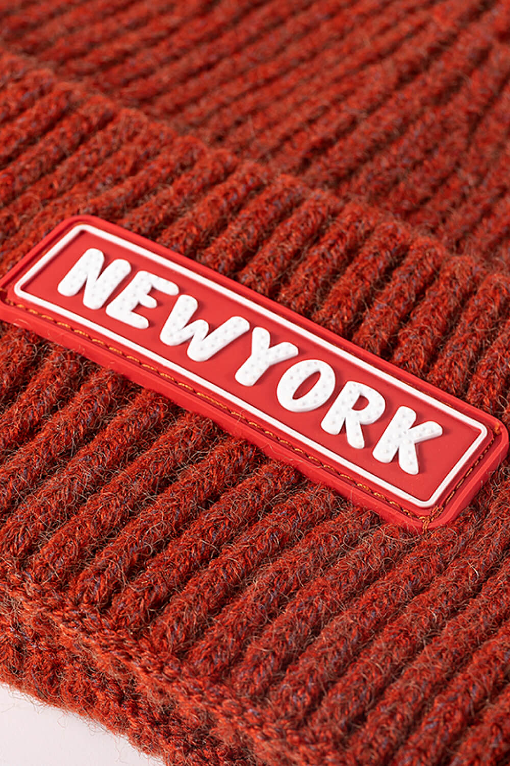 LOT #206 - NEWYORK Patch Rib-Knit Cuffed Beanie