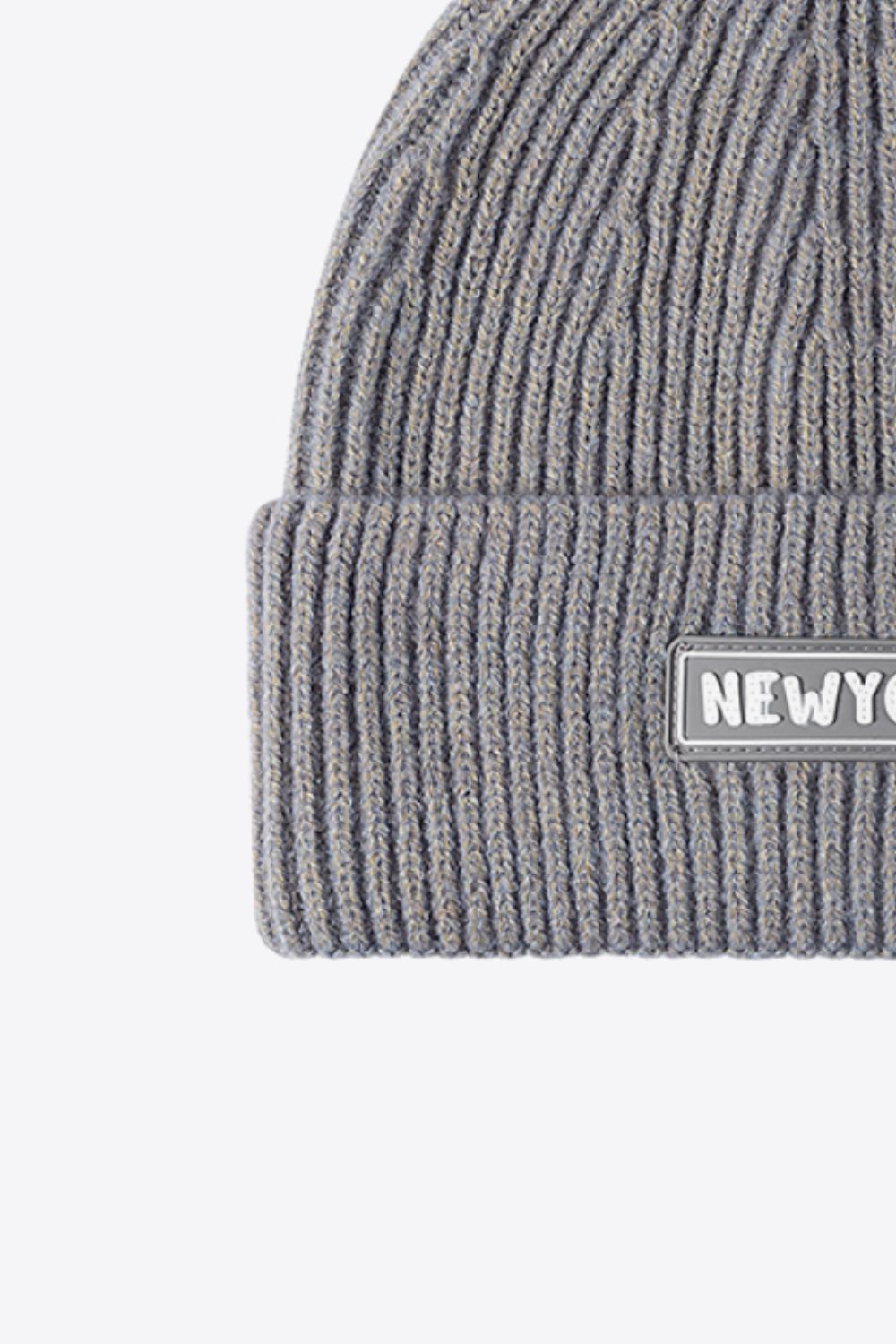 LOT #206 - NEWYORK Patch Rib-Knit Cuffed Beanie