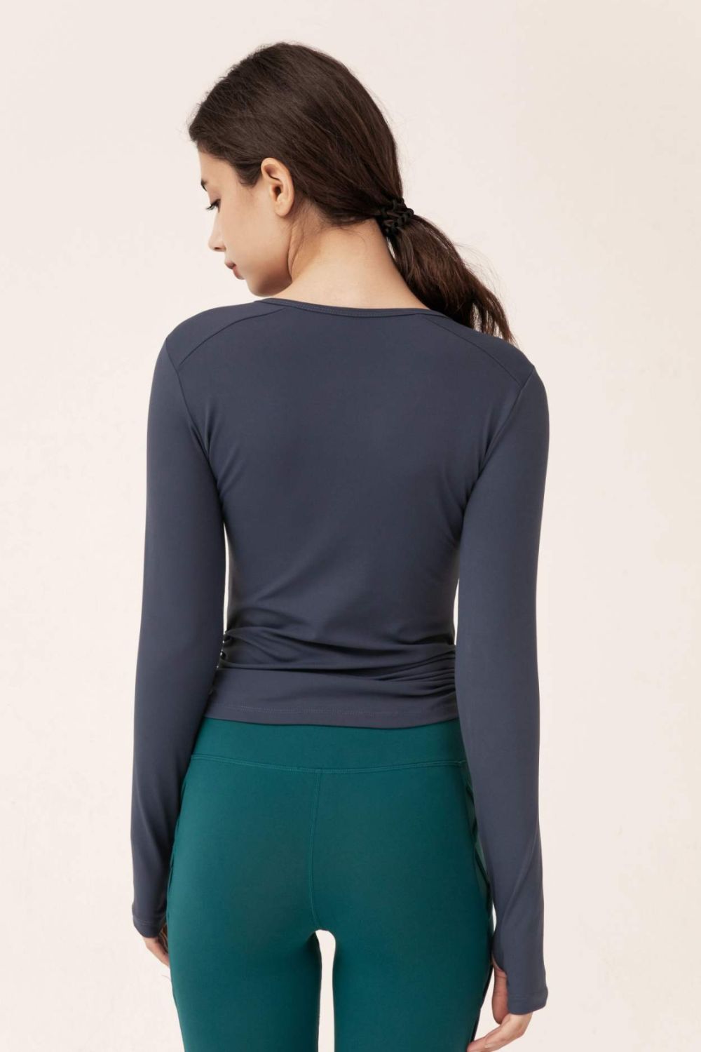 Half-Zip Drawstring Long Sleeve Sports Top