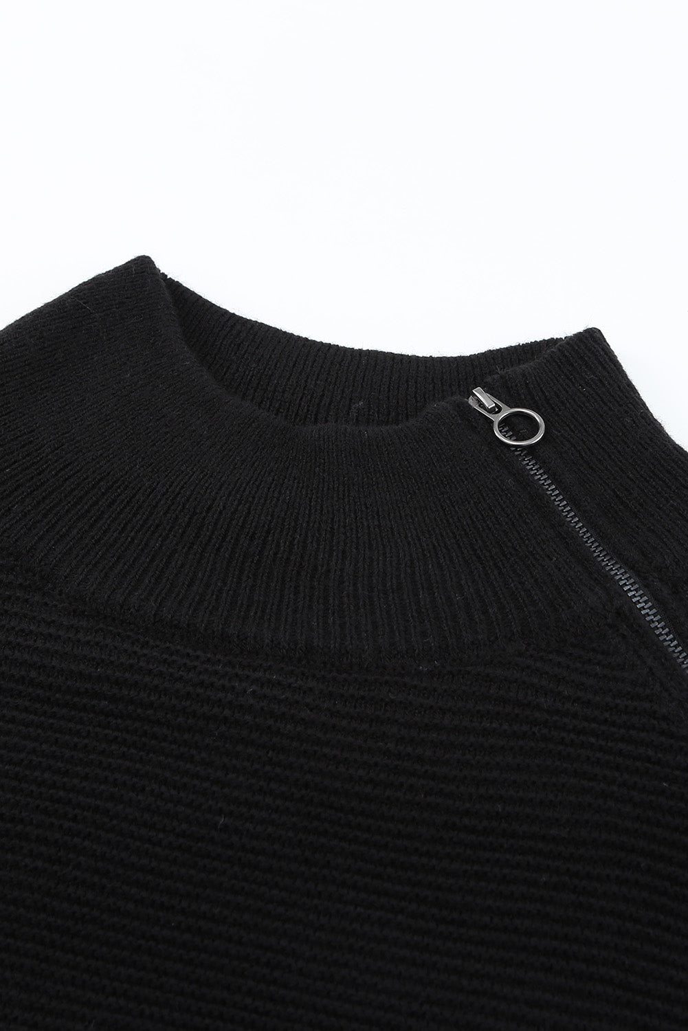 Zip Detail Raglan Sleeve Tunic Sweater