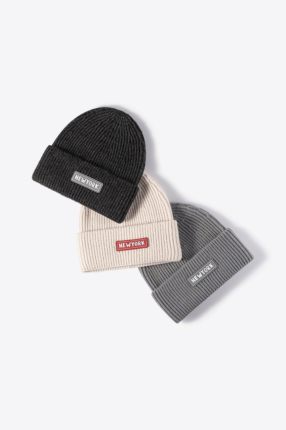 LOT #206 - NEWYORK Patch Rib-Knit Cuffed Beanie