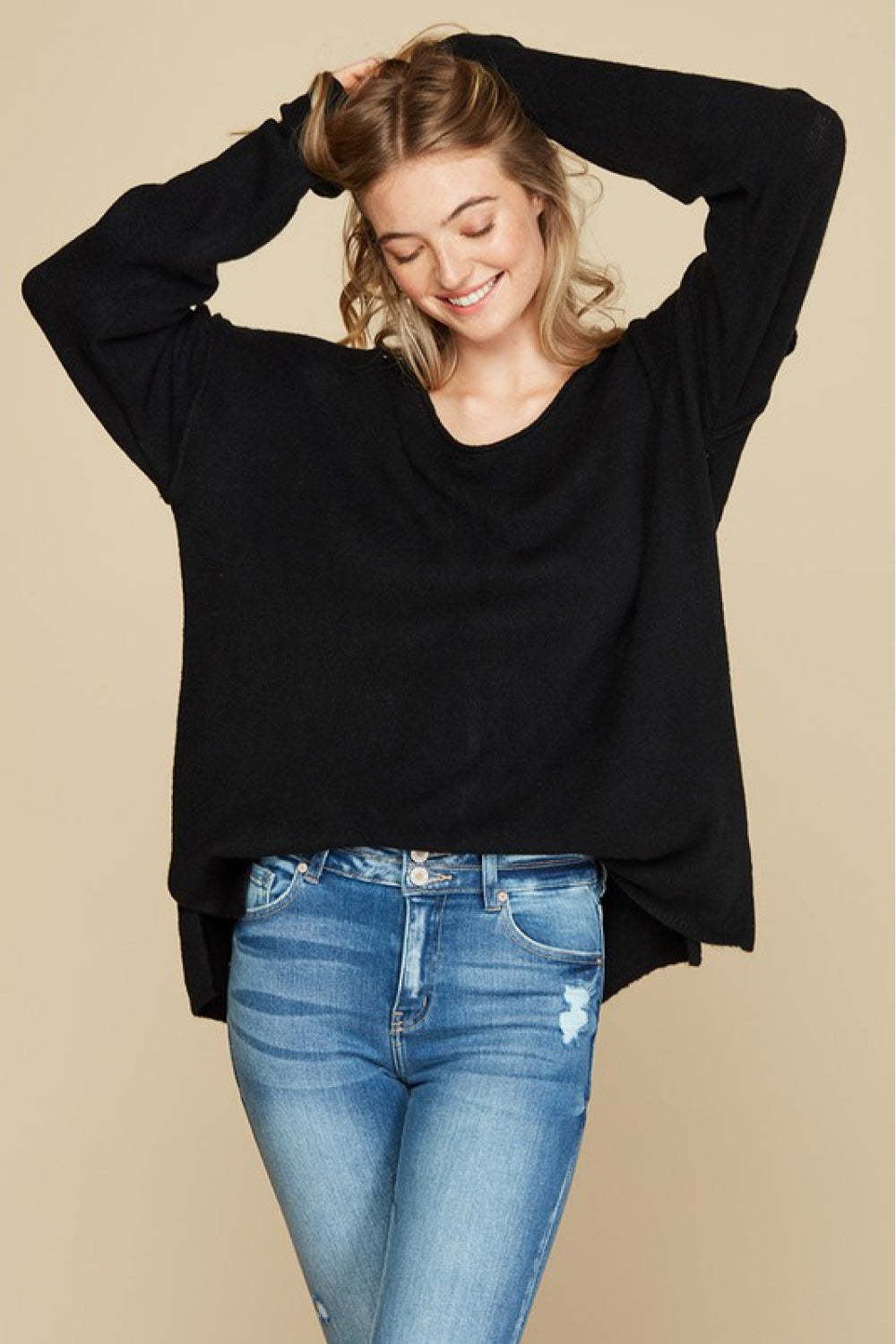Petal Dew Exposed Seam Tunic Sweater