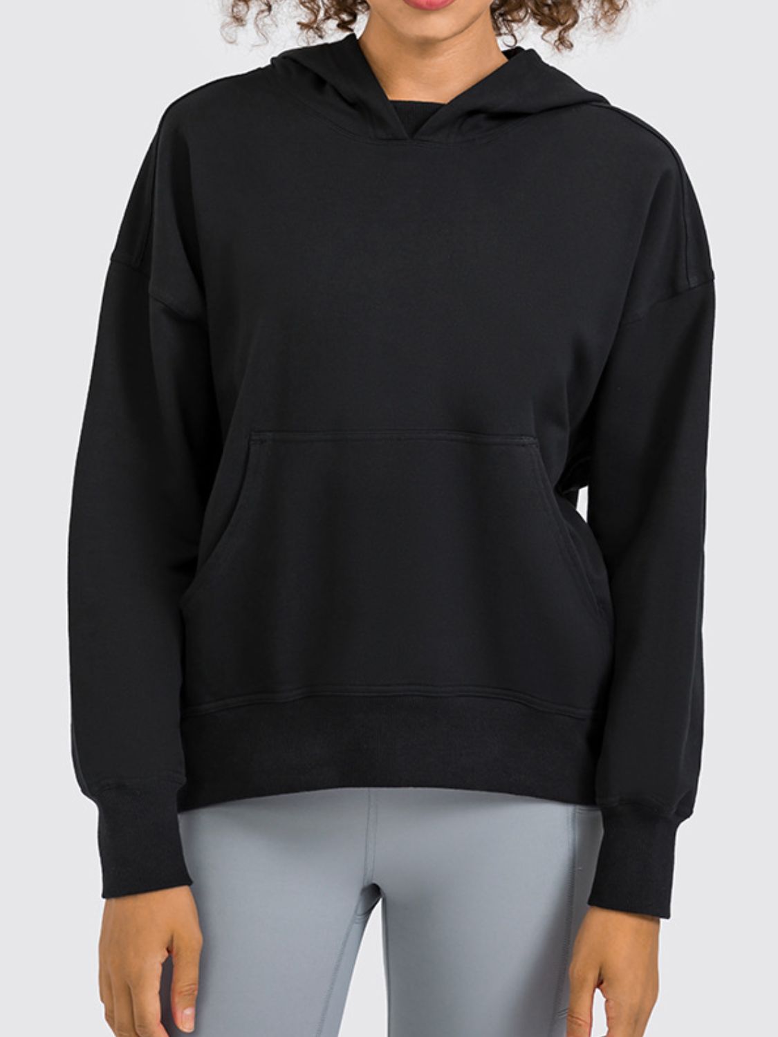 Drop Shoulder Hoodie with Kangaroo Pocket