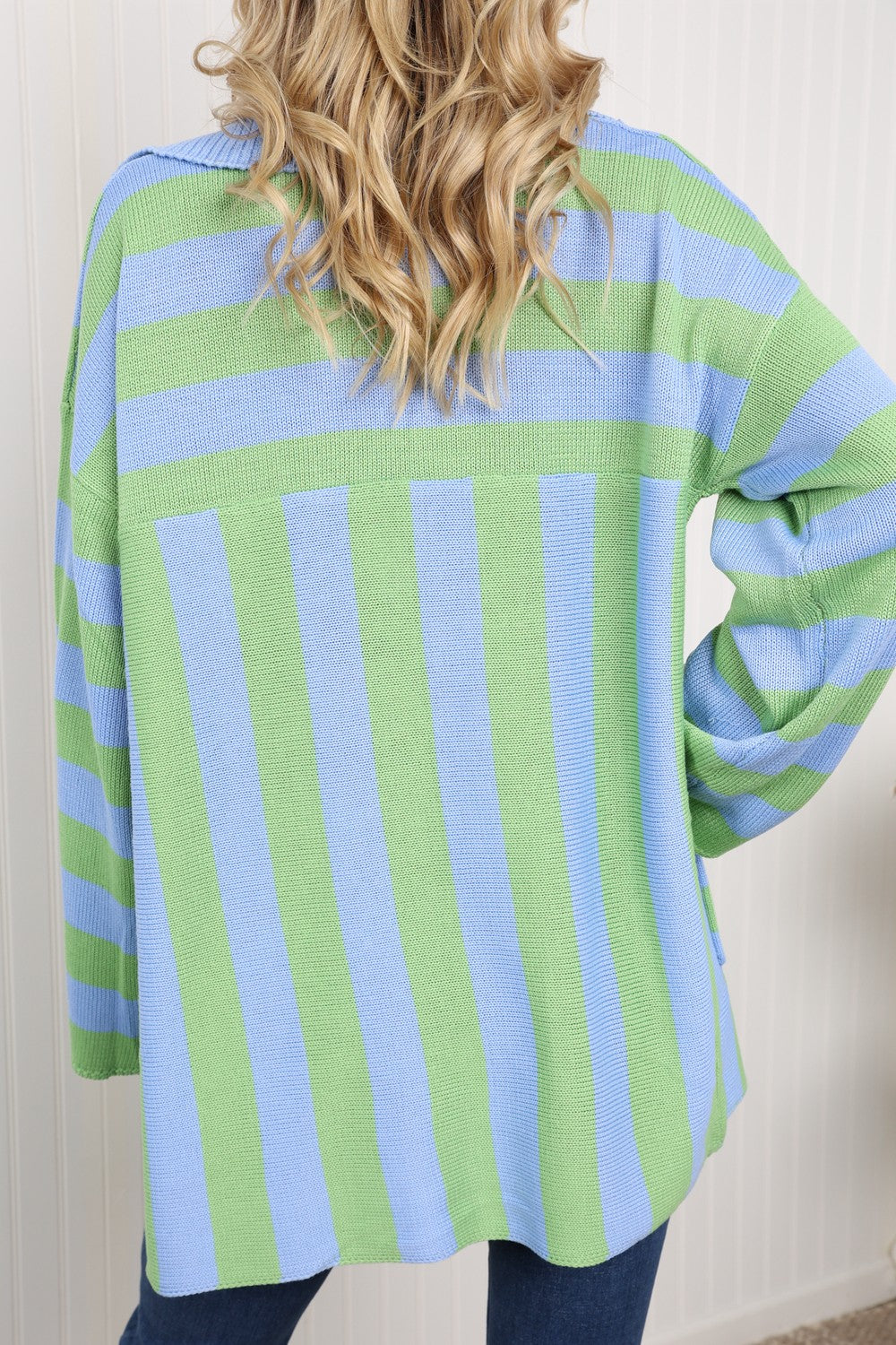 Petal Dew Striped Button-Up Pocket Cardigan