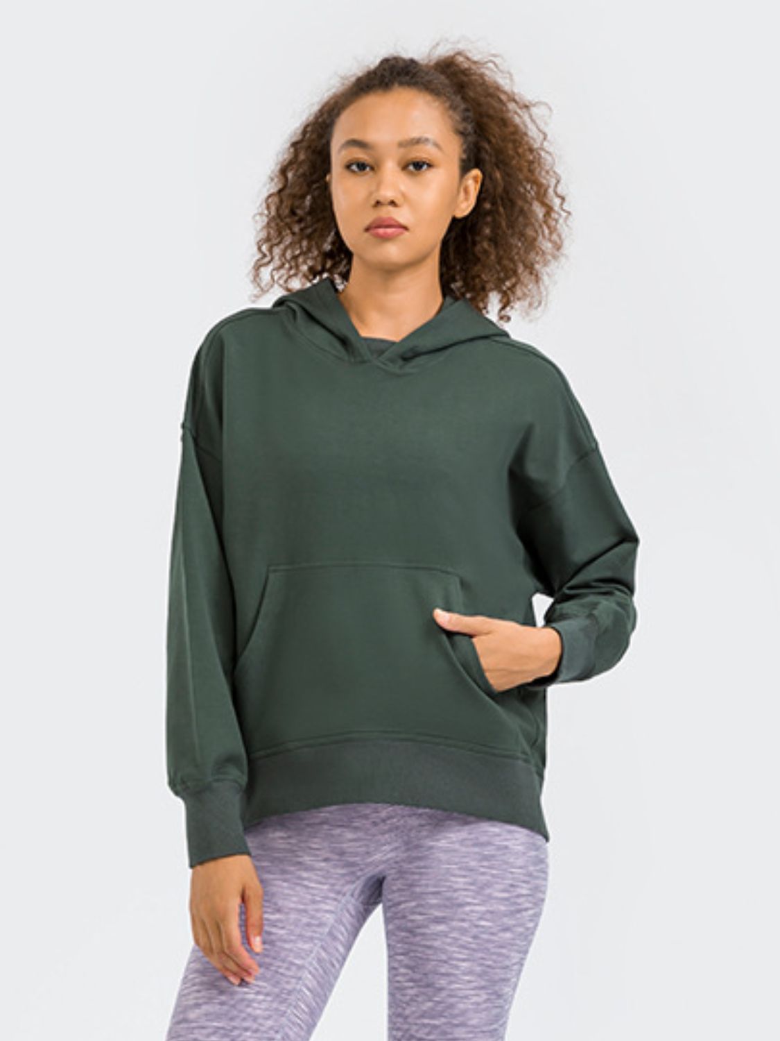 Drop Shoulder Hoodie with Kangaroo Pocket