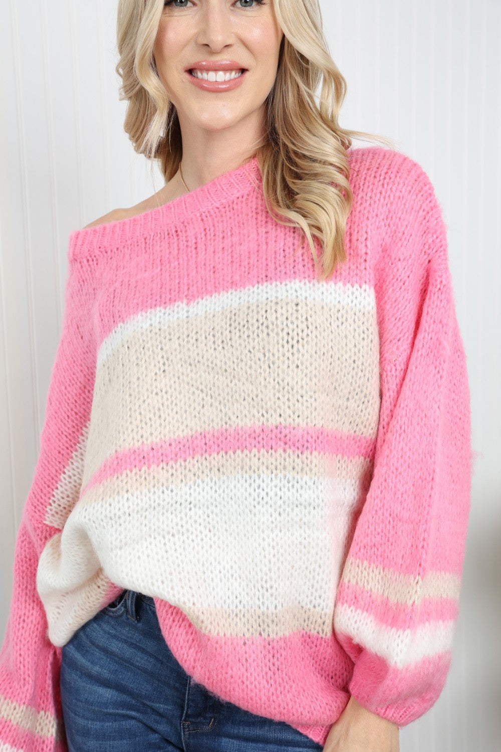 Petal Dew Color Block Drop Shoulder Sweater