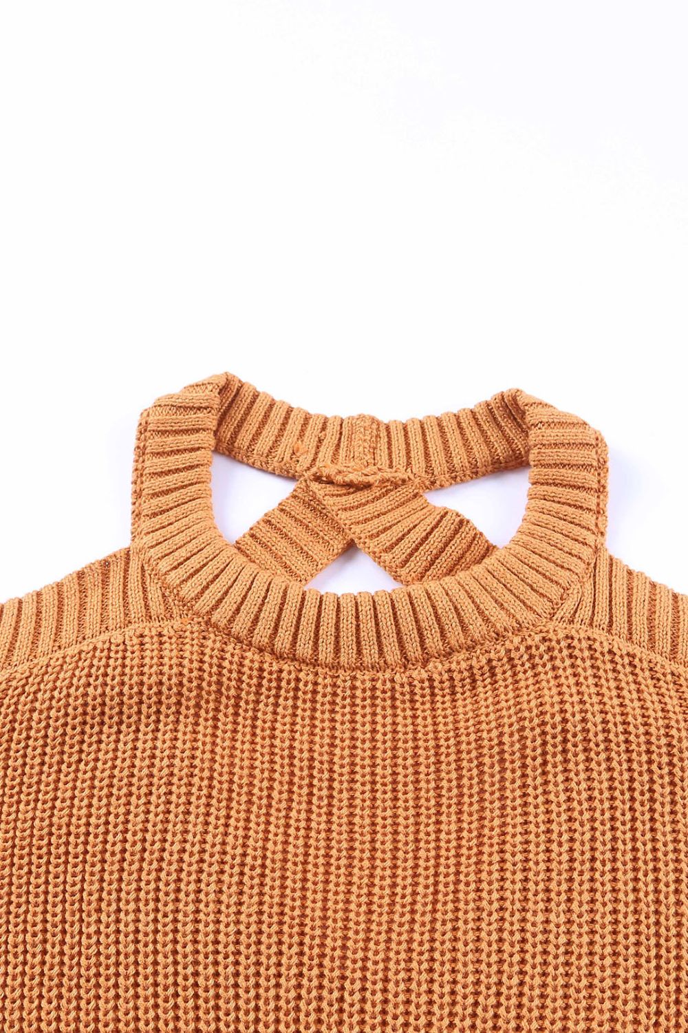 Cold-Shoulder Open Back Sweater