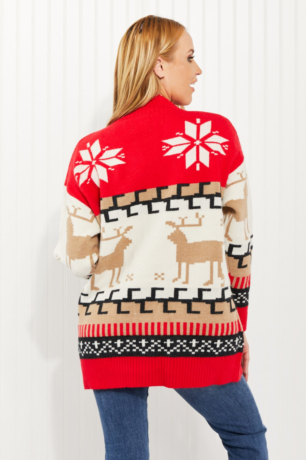 Heimish Holiday Cheers Full Size Christmas Print Cardigan
