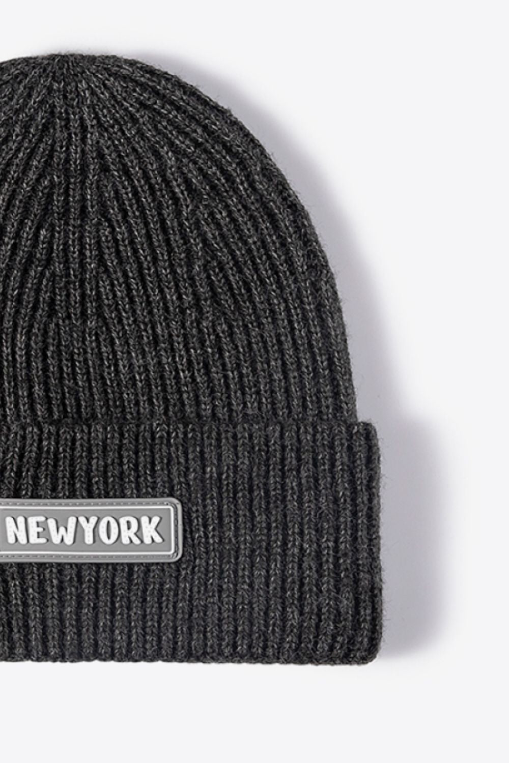 LOT #206 - NEWYORK Patch Rib-Knit Cuffed Beanie