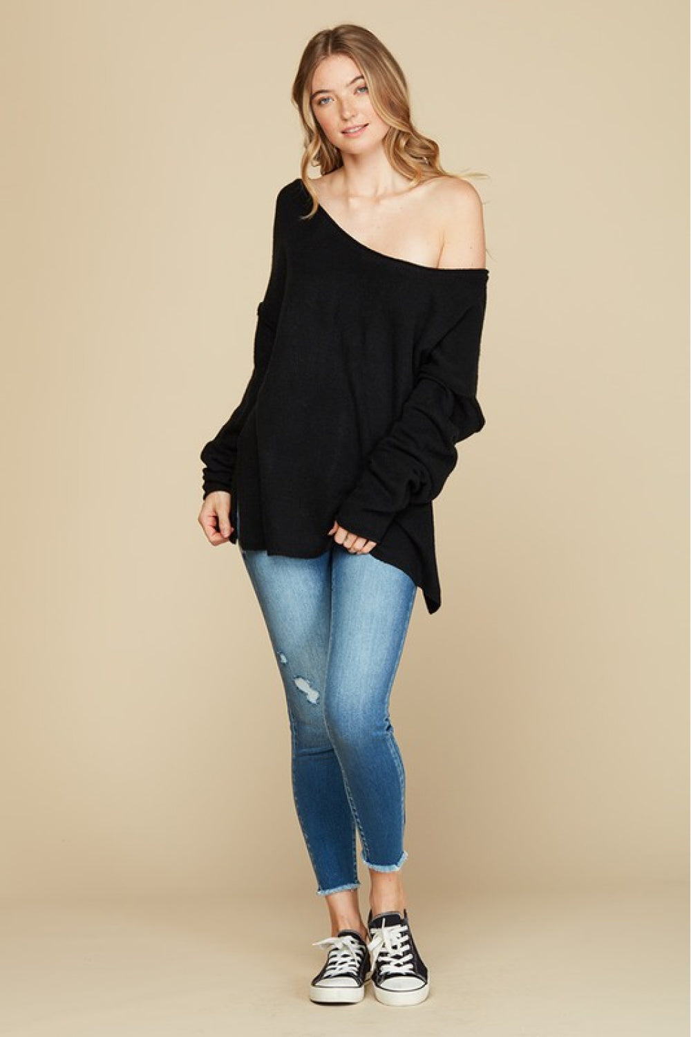 Petal Dew Exposed Seam Tunic Sweater