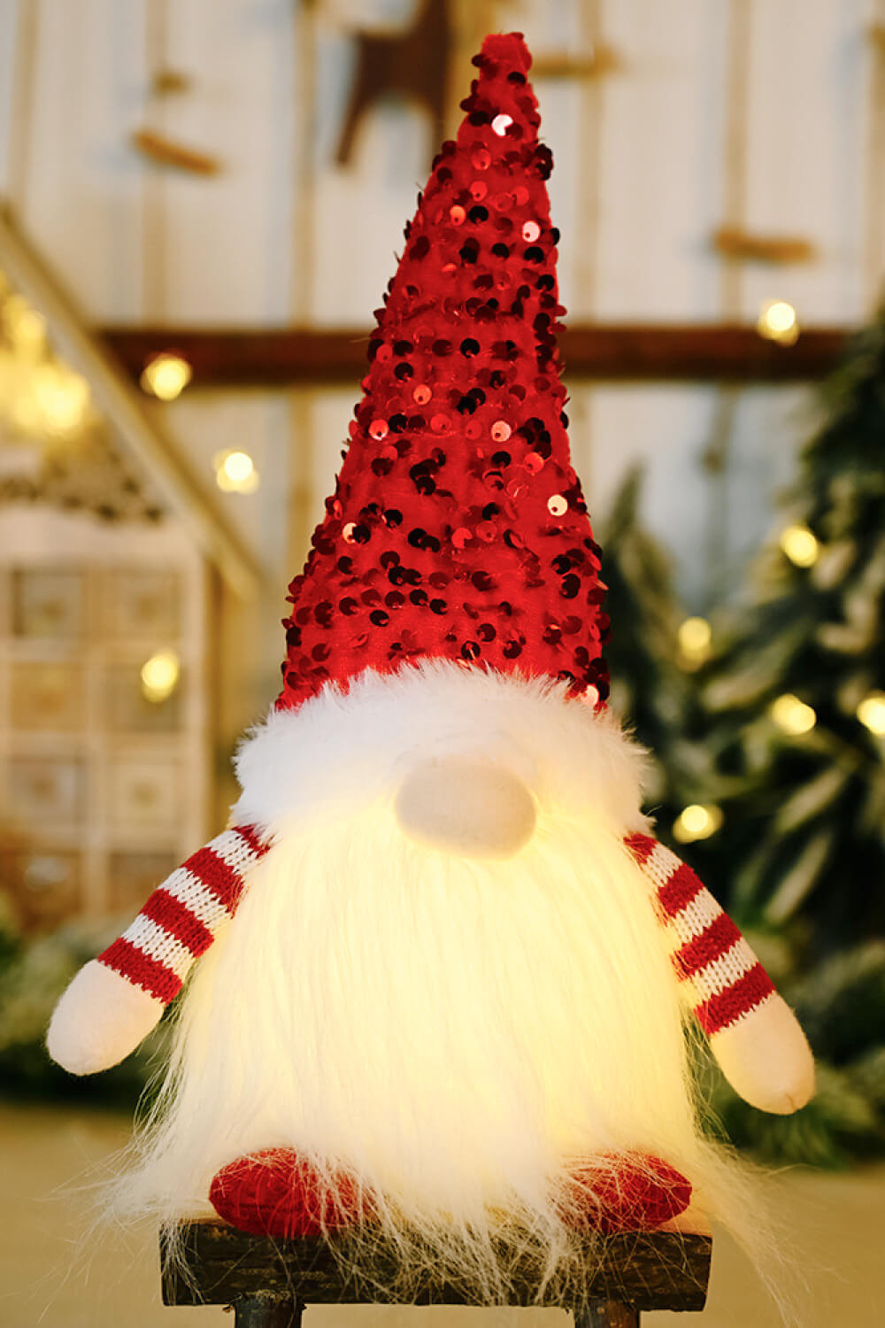 3-Pack Sequined Light-Up Christmas Gnomes