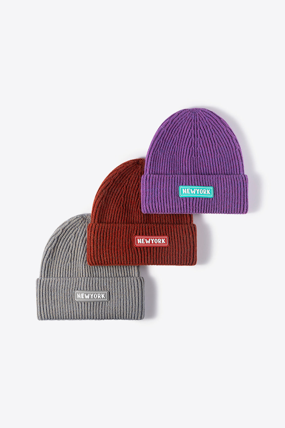 LOT #206 - NEWYORK Patch Rib-Knit Cuffed Beanie