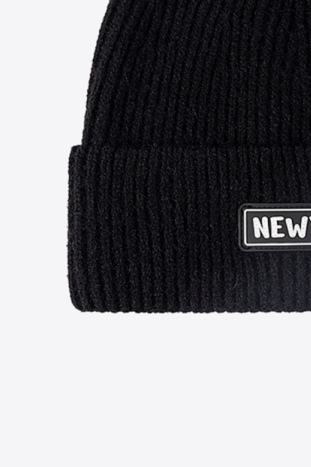 LOT #206 - NEWYORK Patch Rib-Knit Cuffed Beanie