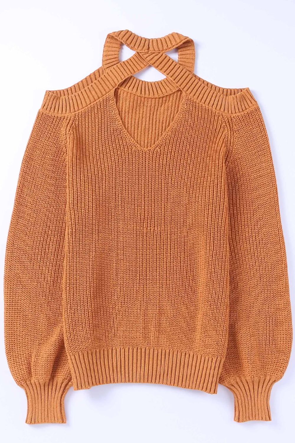 Cold-Shoulder Open Back Sweater