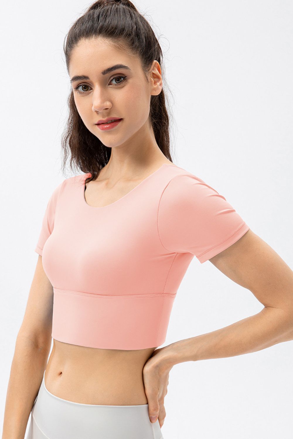 Cutout Twisted Cropped Active T-Shirt