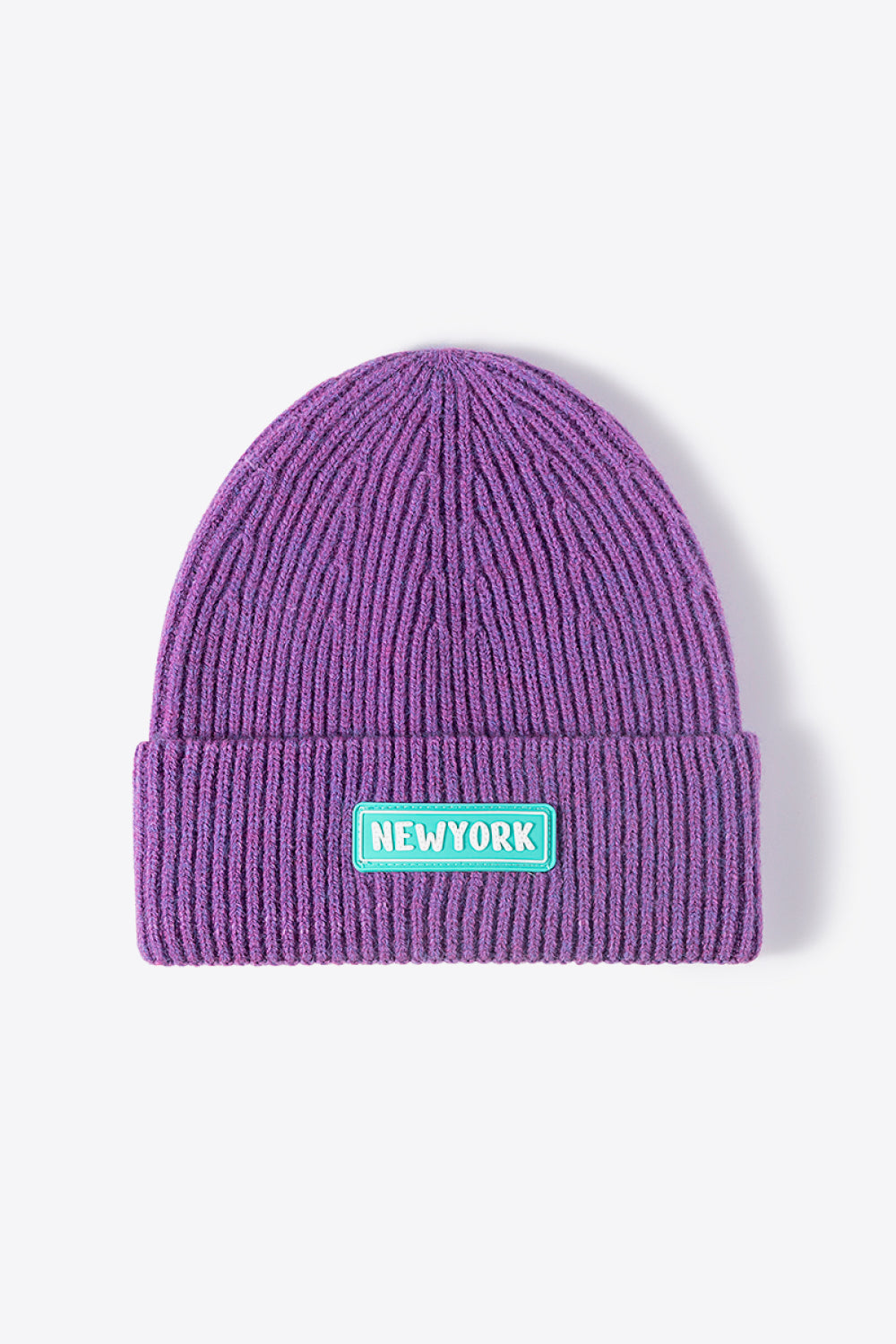 LOT #206 - NEWYORK Patch Rib-Knit Cuffed Beanie