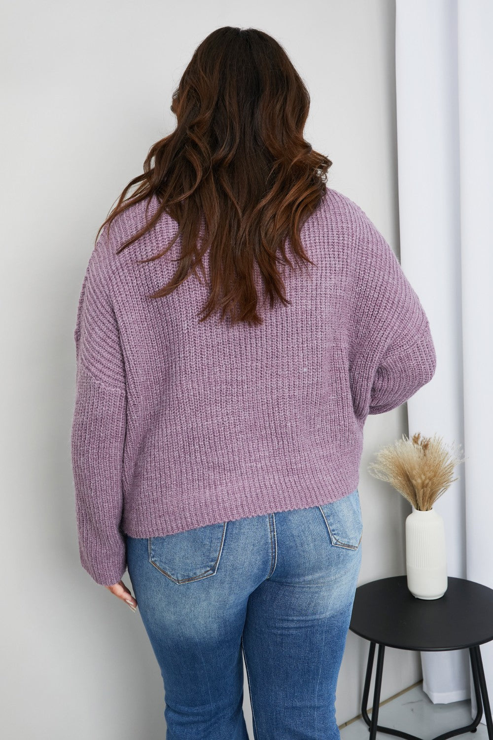 Sew In Love Full Size Quarter-Zip Collared Drop Shoulder Sweater