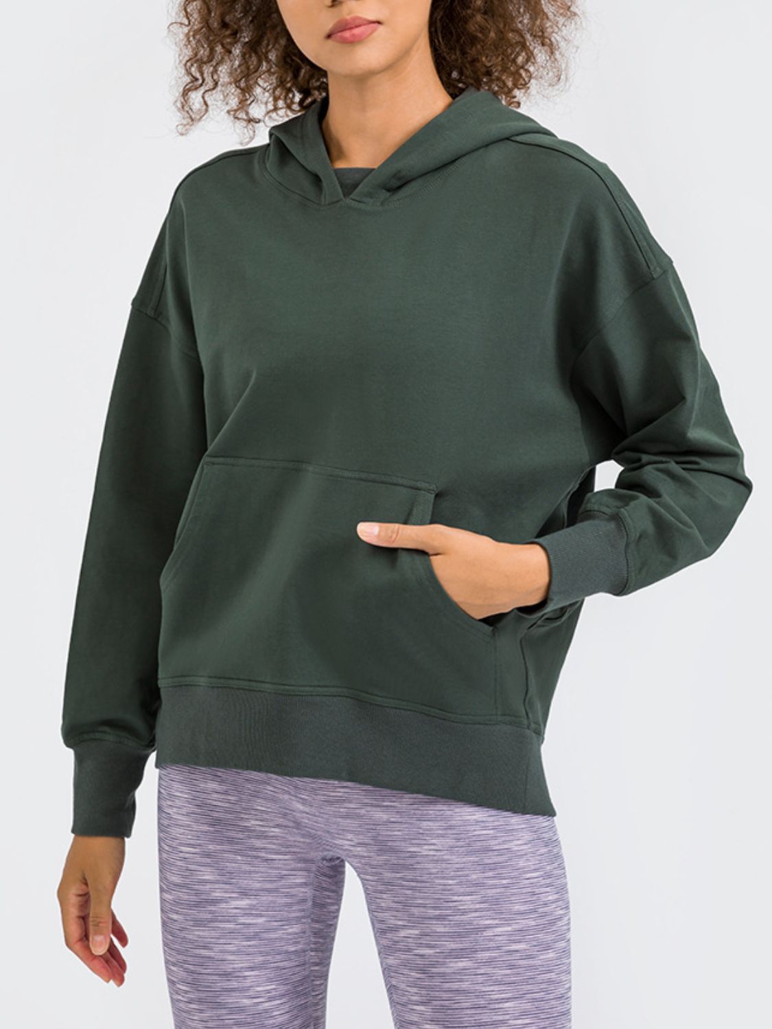 Drop Shoulder Hoodie with Kangaroo Pocket