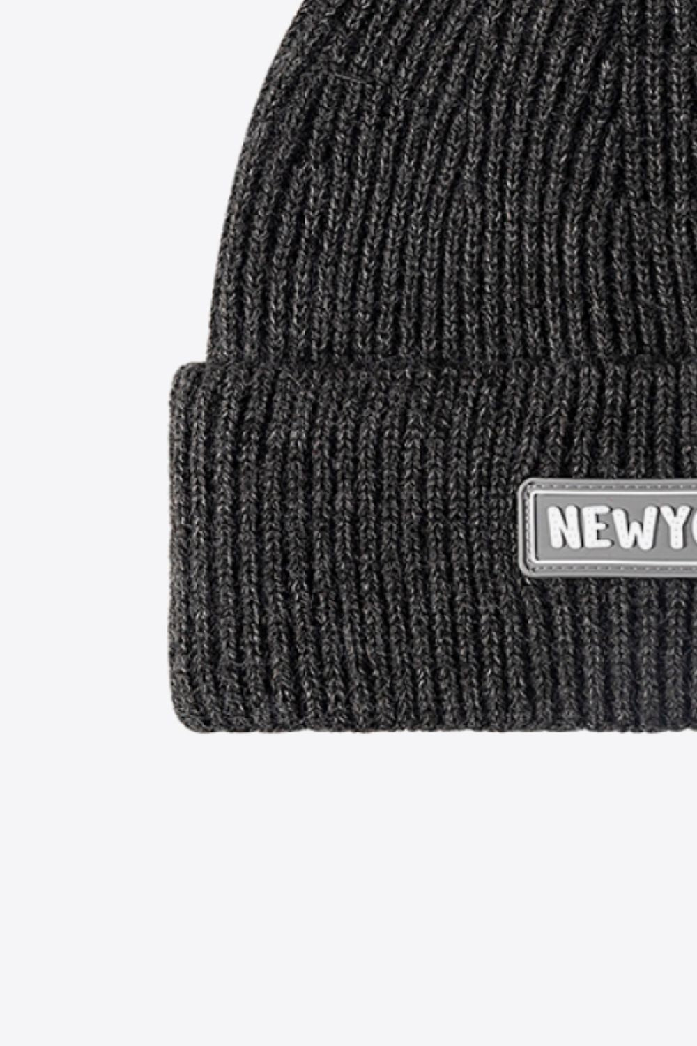 LOT #206 - NEWYORK Patch Rib-Knit Cuffed Beanie