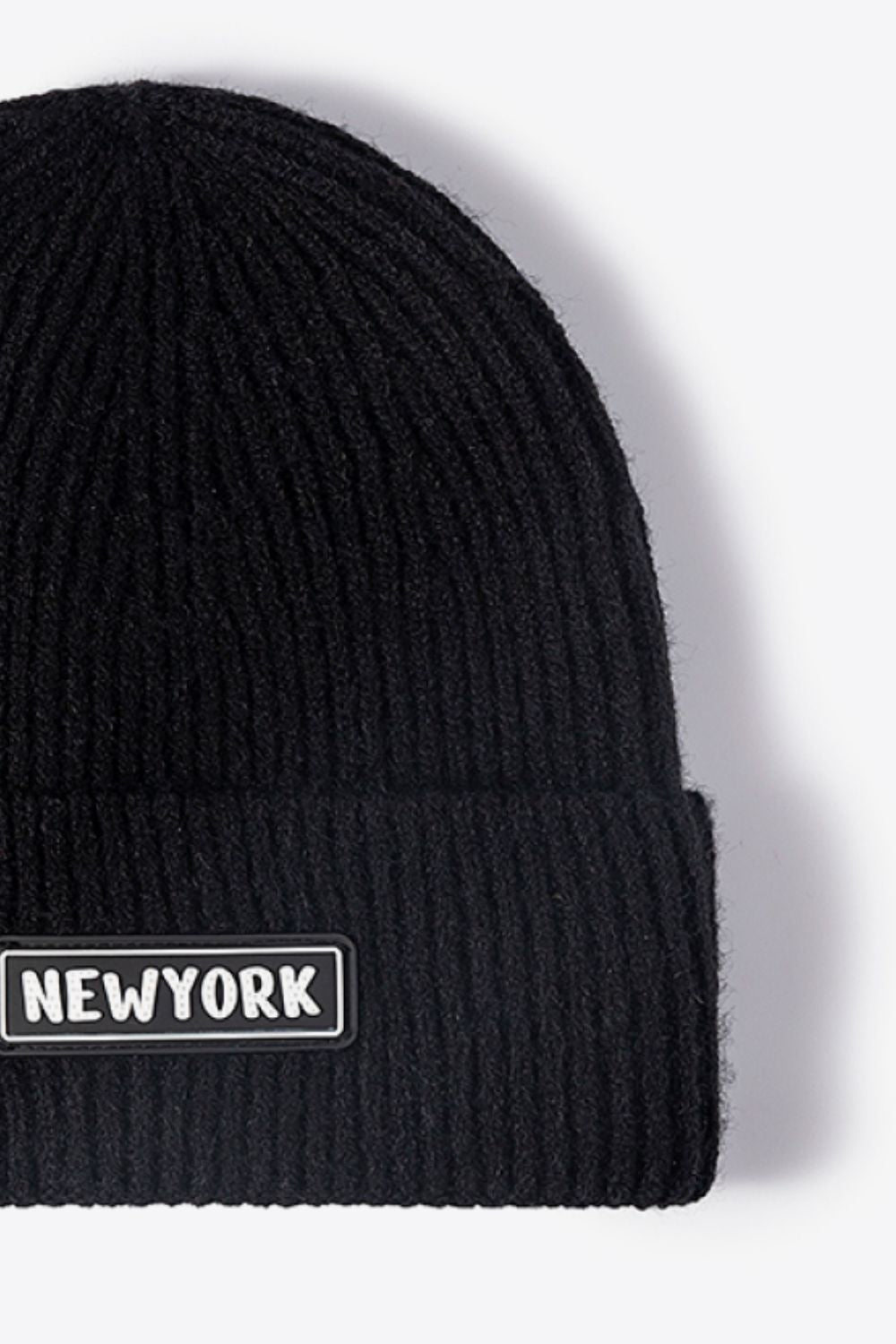 LOT #206 - NEWYORK Patch Rib-Knit Cuffed Beanie