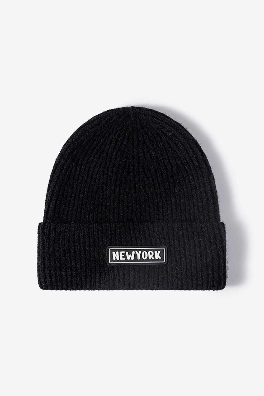 LOT #206 - NEWYORK Patch Rib-Knit Cuffed Beanie